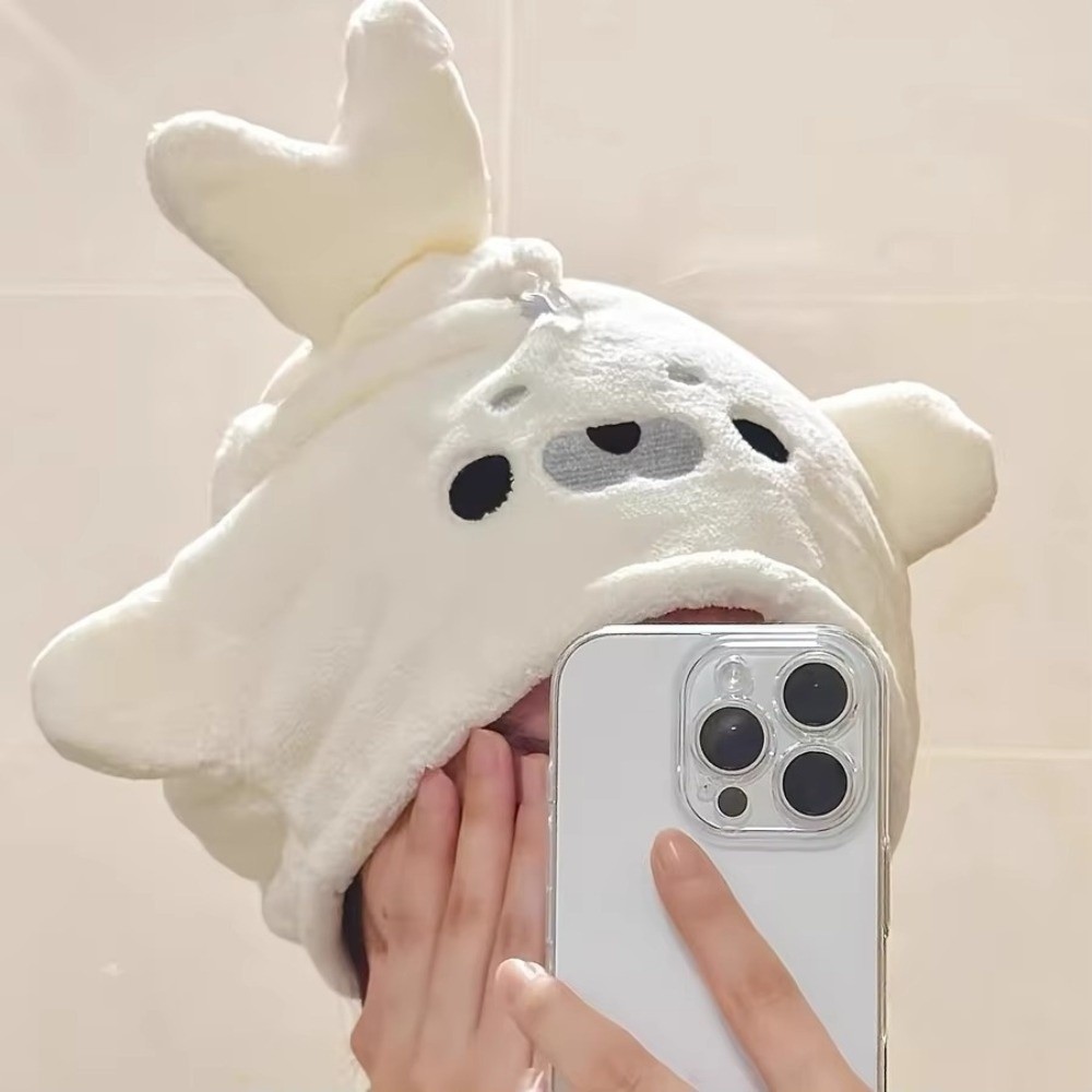 Baby Clothing Wash - 만화 아기 물개 드라이 헤어 캡
