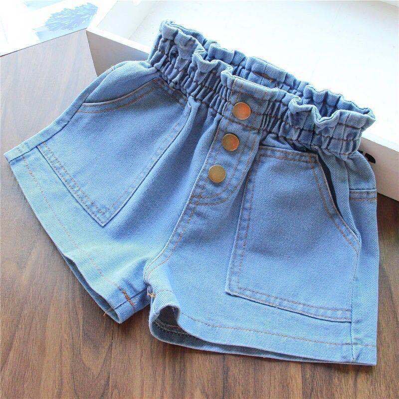 Baby Clothing Korea - 여름 소녀 데님 반바지 패션 탄성