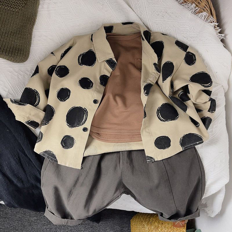 한국 아동 셔츠, 봄/가을 남아 및 여아 셔츠, 물방울 - Baby Clothing Korea 리뷰 및 가격