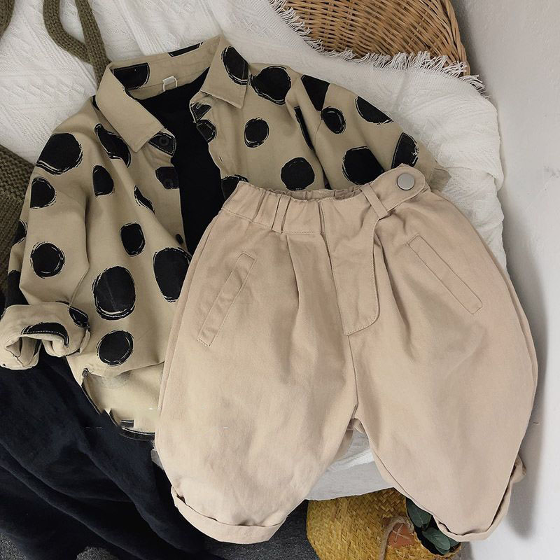 한국 아동 셔츠, 봄/가을 남아 및 여아 셔츠, 물방울 - Baby Clothing Korea 리뷰 및 가격