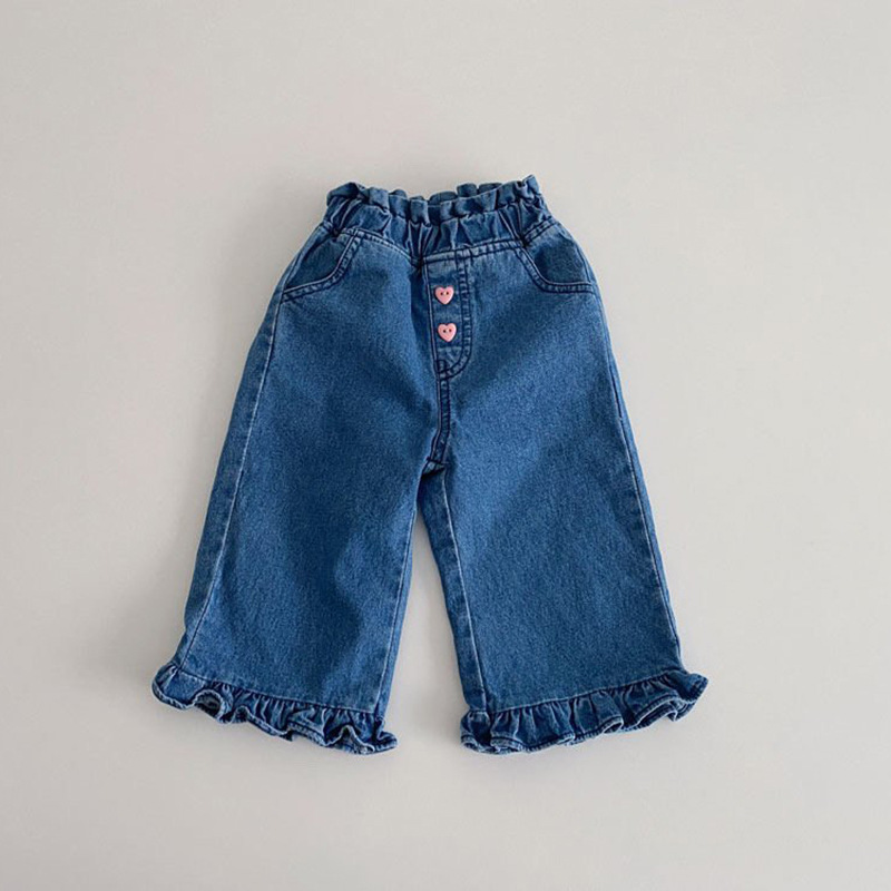 2023 가을 여아 러플 포켓 청바지, 어린이 포켓 캐 - Baby Clothing Wash 리뷰 및 가격