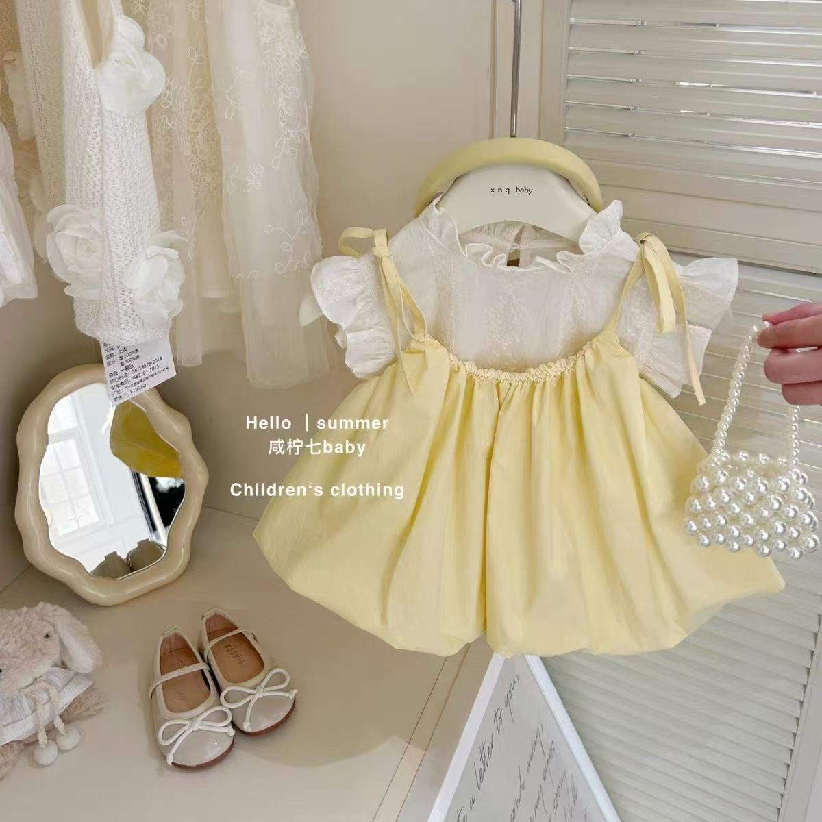 아기 소녀 서스펜더 드레스 세트 어린이 여름 유행 새로 - Baby Clothing Korea 리뷰 및 가격