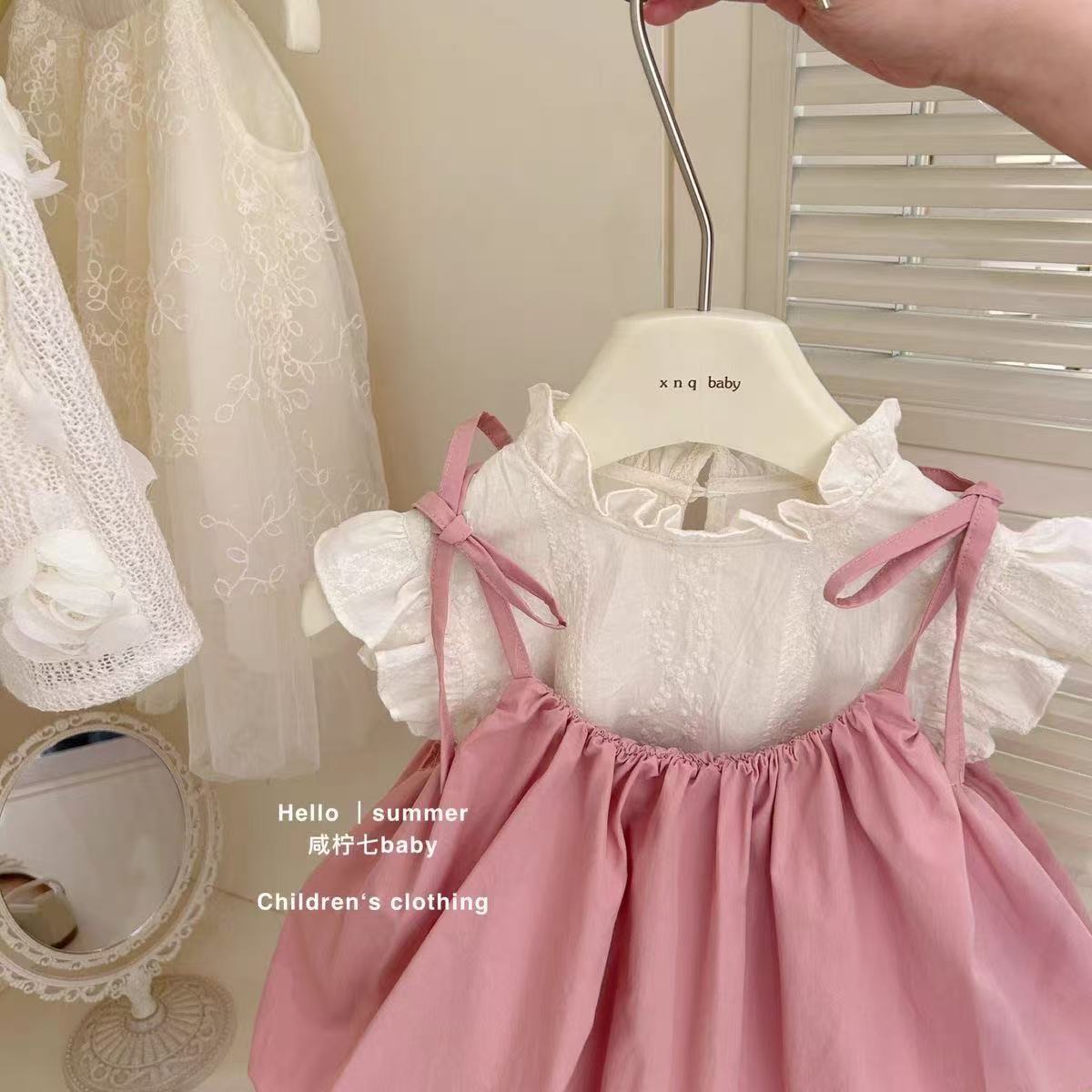 아기 소녀 서스펜더 드레스 세트 어린이 여름 유행 새로 - Baby Clothing Korea 리뷰 및 가격