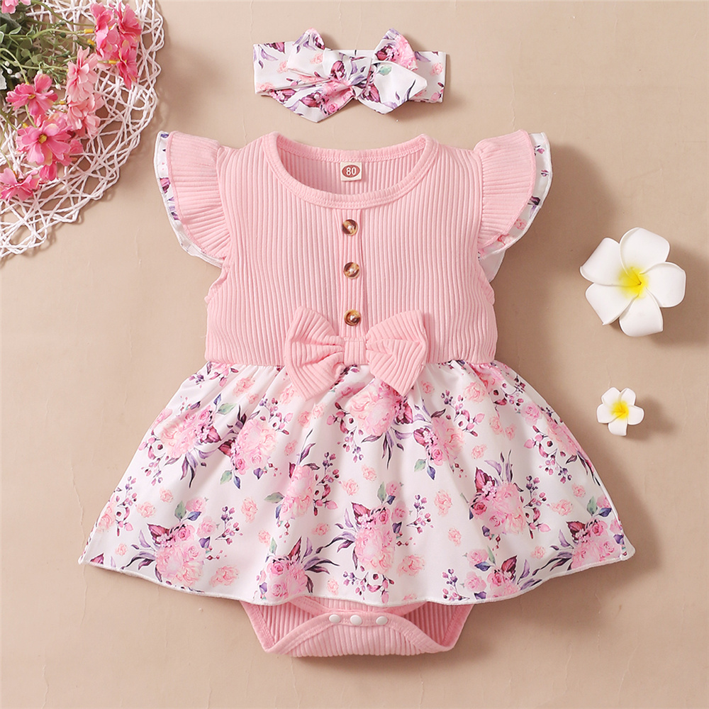 0-18 개월 아기 소녀 꽃 Romper 드레스 플라이 - Baby Clothing Brands 리뷰 및 가격