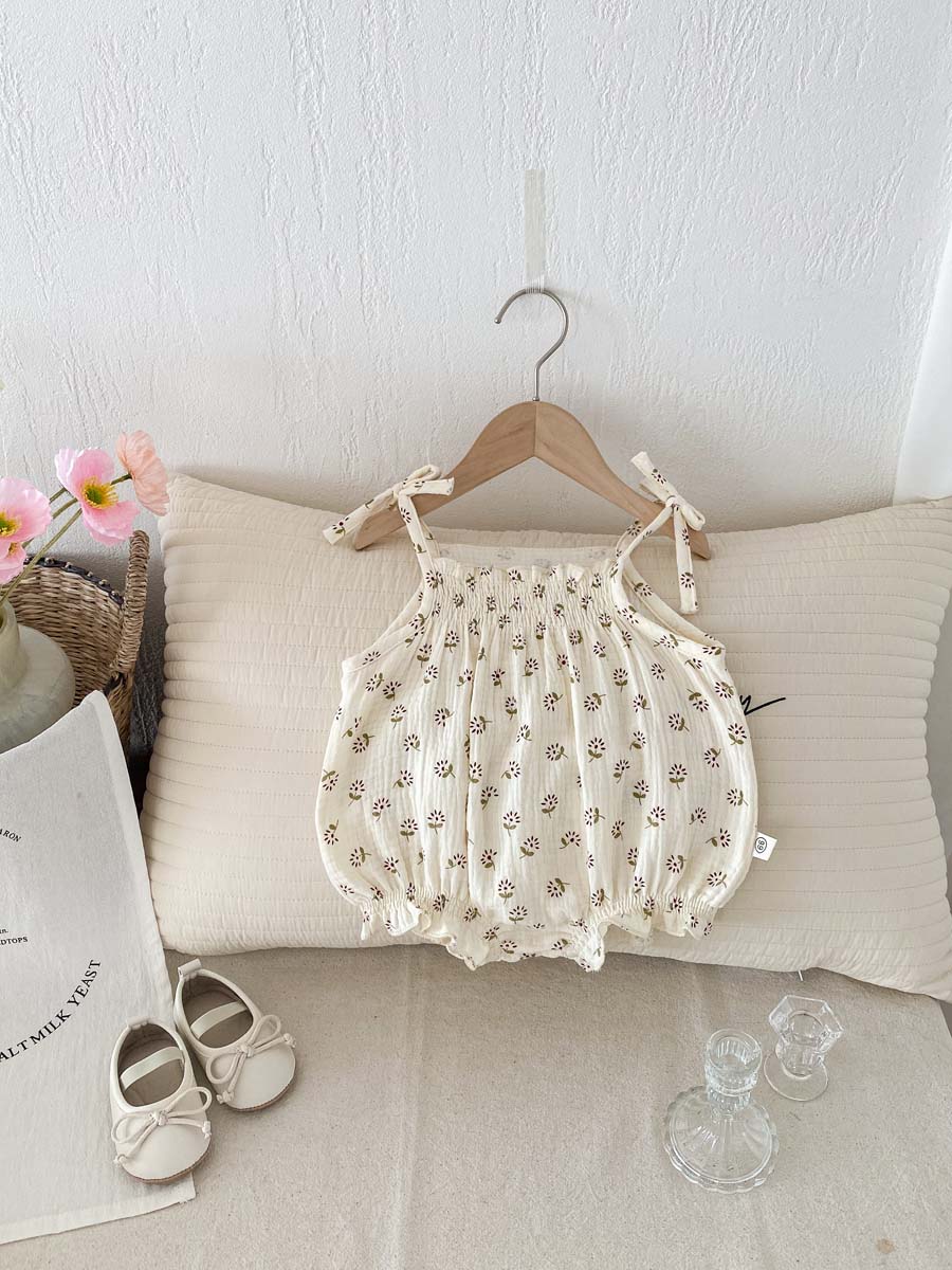 여름 아기 옷 한국 얇은 꽃무늬 슬링 리본 삼각형 점프 - Baby Clothing Korea 리뷰 및 가격